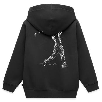 Golfspieler Skizze - Kinder Premium Organic Zip Hoodie - Schwarz - Hinten - AI Model Kid Male (0cm)