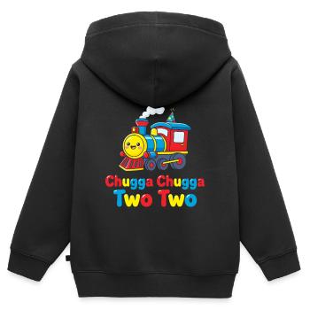 Two Two Train 2. Geburtstag vor 2 Jahren - Kinder Premium Organic Zip Hoodie - Schwarz - Hinten - AI Model Kid Male (0cm)