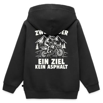 Zwei Räder. Ein Ziel. Kein Asphalt. - Kinder Premium Organic Zip Hoodie - Schwarz - Hinten - AI Model Kid Male (0cm)