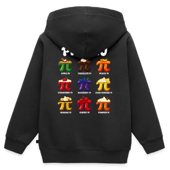Pi Menu Mathématiques Conception de gâteau Pi Day - Sweat Premium à capuche zippé enfant bio - noir - Dos - AI Model Kid Male (0cm)