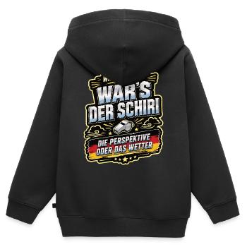 Wenn wir verlieren, war’s der Schiri - Kinder Premium Organic Zip Hoodie - Schwarz - Hinten - AI Model Kid Male (0cm)
