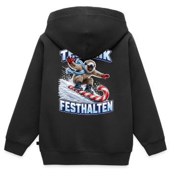 Brillenlangur auf der Zuckerstange - Kinder Premium Organic Zip Hoodie - Schwarz - Hinten - AI Model Kid Male (0cm)
