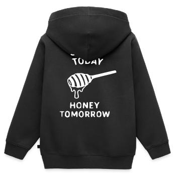 Schwitz Heute Honig Morgen - Kinder Premium Organic Zip Hoodie - Schwarz - Hinten - AI Model Kid Male (0cm)