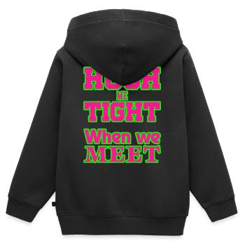 HughMeTight - Kids Premium Organic Zip-up Hoodie - black - Back - AI Model Kid Male (0cm)