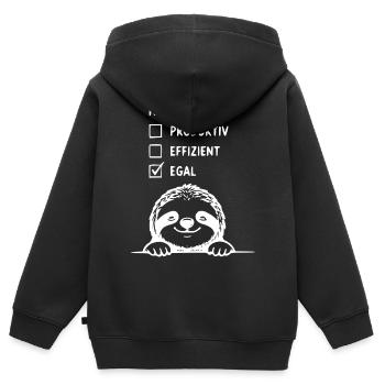 Sloth Checkliste Heute Egal - Kinder Premium Organic Zip Hoodie - Schwarz - Hinten - AI Model Kid Male (0cm)