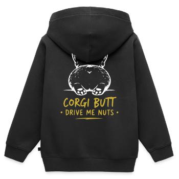 Corgi Butt Drive Me Nuts - Kinder Premium Organic Zip Hoodie - Schwarz - Hinten - AI Model Kid Male (0cm)