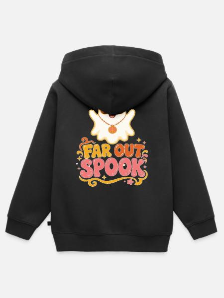 Far Out Spook Retro-Geist - Kinder Premium Organic Zip Hoodie - Schwarz