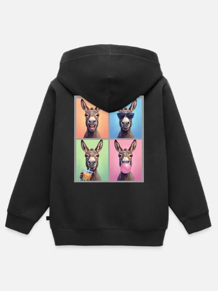 Donkey Esel - Kinder Premium Organic Zip Hoodie - Schwarz