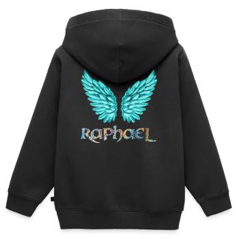 erzengel raphael e 120 - Kinder Premium Organic Zip Hoodie - Schwarz - Hinten - AI Model Kid Male (0cm)