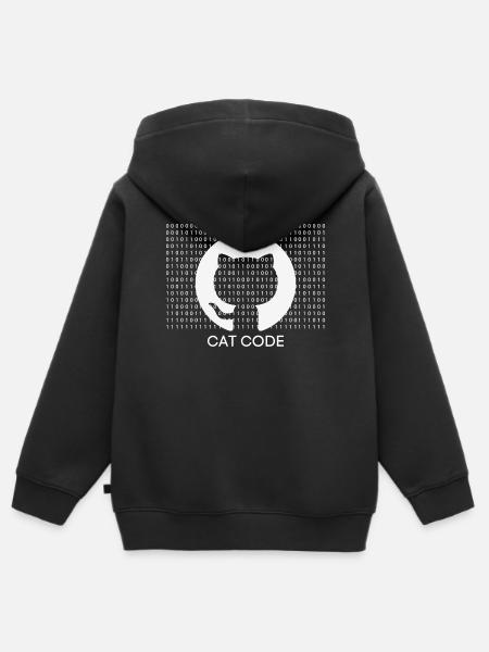 Cat-Code - Kinder Premium Organic Zip Hoodie - Schwarz