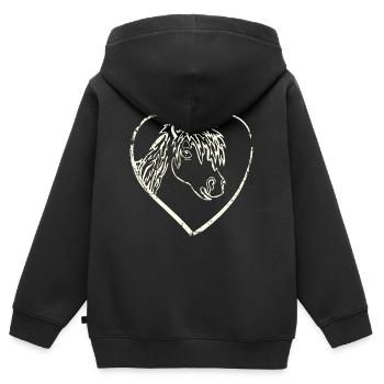 Horse Heart - Kids Premium Organic Zip-up Hoodie - black - Back - AI Model Kid Male (0cm)