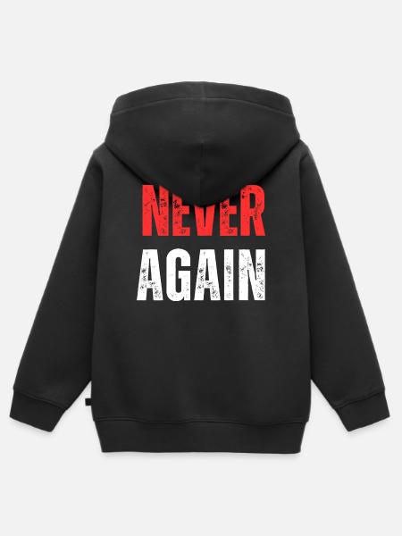 Never Again - Kinder Premium Organic Zip Hoodie - Schwarz