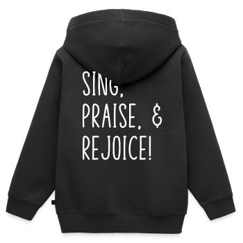 Chanter, louer et se réjouir! Chanteur d’église Soprano C - Sweat Premium à capuche zippé enfant bio - noir - Dos - AI Model Kid Male (0cm)