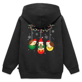 Hedgehog Christmas - Kids Premium Organic Zip-up Hoodie - black - Back - AI Model Kid Male (0cm)