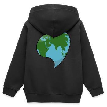 Erde in Herzform Welt Herz - Kinder Premium Organic Zip Hoodie - Schwarz - Hinten - AI Model Kid Male (0cm)