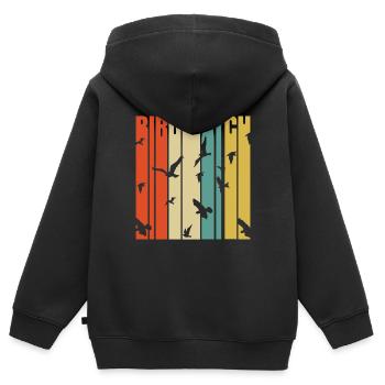 Vogelbeobachtung Retro Vogelbeobachter Singvogel - Kinder Premium Organic Zip Hoodie - Schwarz - Hinten - AI Model Kid Male (0cm)