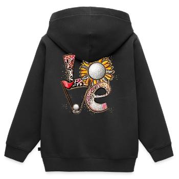 J’adore le golf - Sweat Premium à capuche zippé enfant bio - noir - Dos - AI Model Kid Male (0cm)
