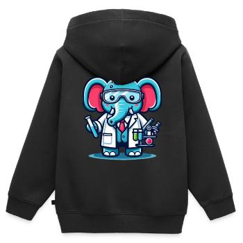 Cute Elephant Scientist - Kids Premium Organic Zip-up Hoodie - black - Back - AI Model Kid Male (0cm)
