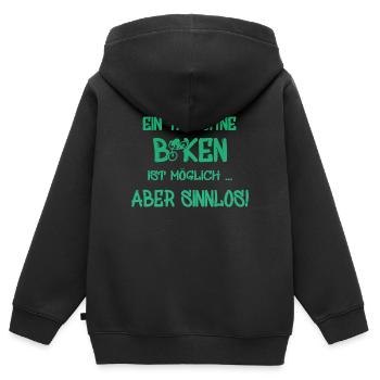 biken spruch biker - Kinder Premium Organic Zip Hoodie - Schwarz - Hinten - AI Model Kid Male (0cm)