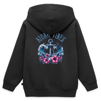 Aloha Vibes - Kinder Premium Organic Zip Hoodie - Schwarz - Hinten - AI Model Kid Male (0cm)