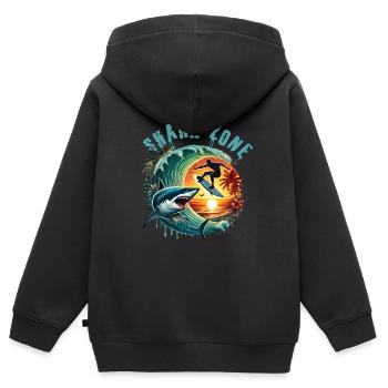 Shark Zone - Kinder Premium Organic Zip Hoodie - Schwarz - Hinten - AI Model Kid Male (0cm)