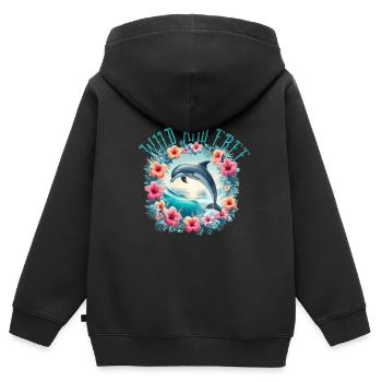Wild an Free - Kinder Premium Organic Zip Hoodie - Schwarz - Hinten - AI Model Kid Male (0cm)