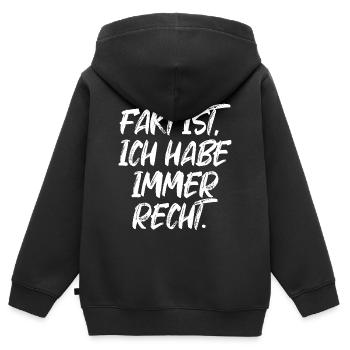 Fakt Ist Ich Habe Immer Recht Angeber Fun Geschenk - Kinder Premium Organic Zip Hoodie - Schwarz - Hinten - AI Model Kid Male (0cm)