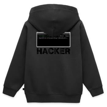 Hacker Linux - Kinder Premium Organic Zip Hoodie - Schwarz - Hinten - AI Model Kid Male (0cm)