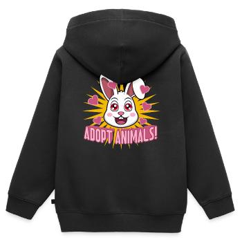 Adopt Animals Rescue Abri pour animaux - Sweat Premium à capuche zippé enfant bio - noir - Dos - AI Model Kid Male (0cm)