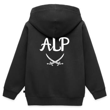 Alp Krieger Stamm Osmanisches Zeug Zwei Schwert Türkei - Kinder Premium Organic Zip Hoodie - Schwarz - Hinten - AI Model Kid Male (0cm)
