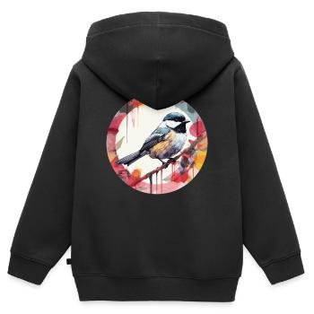 Mésange - Sweat Premium à capuche zippé enfant bio - noir - Dos - AI Model Kid Male (0cm)