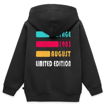 August 1983 Anniversary August 1983 August - Kids Premium Organic Zip-up Hoodie - black - Back - AI Model Kid Male (0cm)