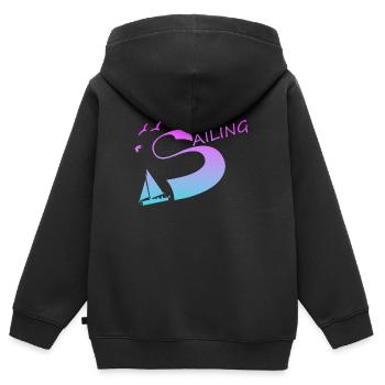Sailing Segeln Nautik Segelschiff Skipper - Kinder Premium Organic Zip Hoodie - Schwarz - Hinten - AI Model Kid Male (0cm)