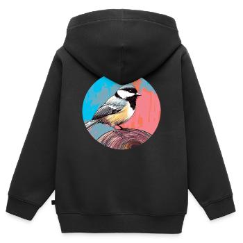 Mésange - Sweat Premium à capuche zippé enfant bio - noir - Dos - AI Model Kid Male (0cm)