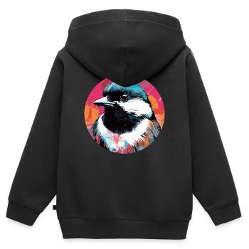 Mésange - Sweat Premium à capuche zippé enfant bio - noir - Dos - AI Model Kid Male (0cm)