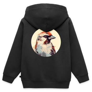 House sparrow - Kids Premium Organic Zip-up Hoodie - black - Back - AI Model Kid Male (0cm)
