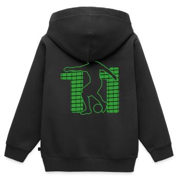 Sport de football Football Terrain de football n°11 - Sweat Premium à capuche zippé enfant bio - noir - Dos - AI Model Kid Male (0cm)