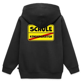 Schule Anfang Kindergarten Ende Ortsschild - Kinder Premium Organic Zip Hoodie - Schwarz - Hinten - AI Model Kid Male (0cm)