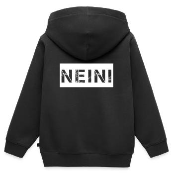 Nein - Kinder Premium Organic Zip Hoodie - Schwarz - Hinten - AI Model Kid Male (0cm)