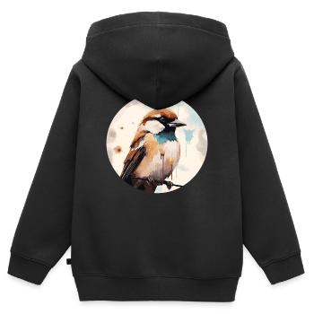 House sparrow - Kids Premium Organic Zip-up Hoodie - black - Back - AI Model Kid Male (0cm)