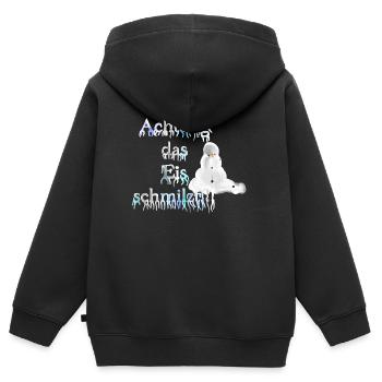 Warning the ice is melting !!! - Kids Premium Organic Zip-up Hoodie - black - Back - AI Model Kid Male (0cm)