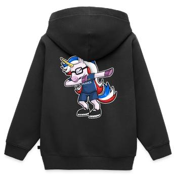 Supporter Coupe du Monde Équipe de France Football - Sweat Premium à capuche zippé enfant bio - noir - Dos - AI Model Kid Male (0cm)