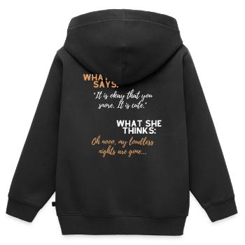 Vous: Ronfler l’homme est terrible - Sweat Premium à capuche zippé enfant bio - noir - Dos - AI Model Kid Male (0cm)