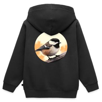 Mésange - Sweat Premium à capuche zippé enfant bio - noir - Dos - AI Model Kid Male (0cm)