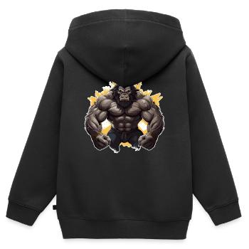 Bodybuilder Gorilla - Sweat Premium à capuche zippé enfant bio - noir - Dos - AI Model Kid Male (0cm)