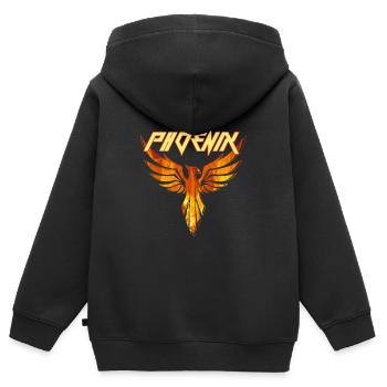 phoenix,phönix,vogel,feuer,illustration - Kinder Premium Organic Zip Hoodie - Schwarz - Hinten - AI Model Kid Male (0cm)