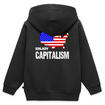 United States - Kids Premium Organic Zip-up Hoodie - black - Back - AI Model Kid Male (0cm)