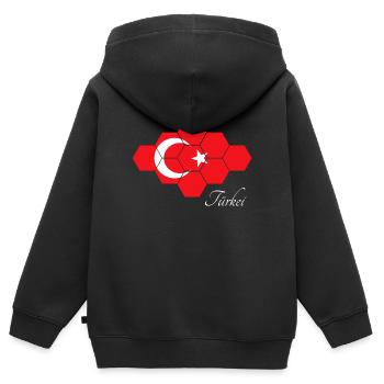 Türkei - Kinder Premium Organic Zip Hoodie - Schwarz - Hinten - AI Model Kid Male (0cm)