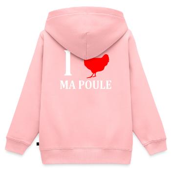 I love ma poule - Sweat Premium à capuche zippé enfant bio - rose - Dos - AI Model Kid Female (0cm)