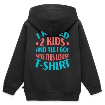 Mutter - Kinder Premium Organic Zip Hoodie - Schwarz - Hinten - AI Model Kid Male (0cm)